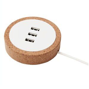 IKEA NORDMÄRKE USB moutable desk charger, white/cork